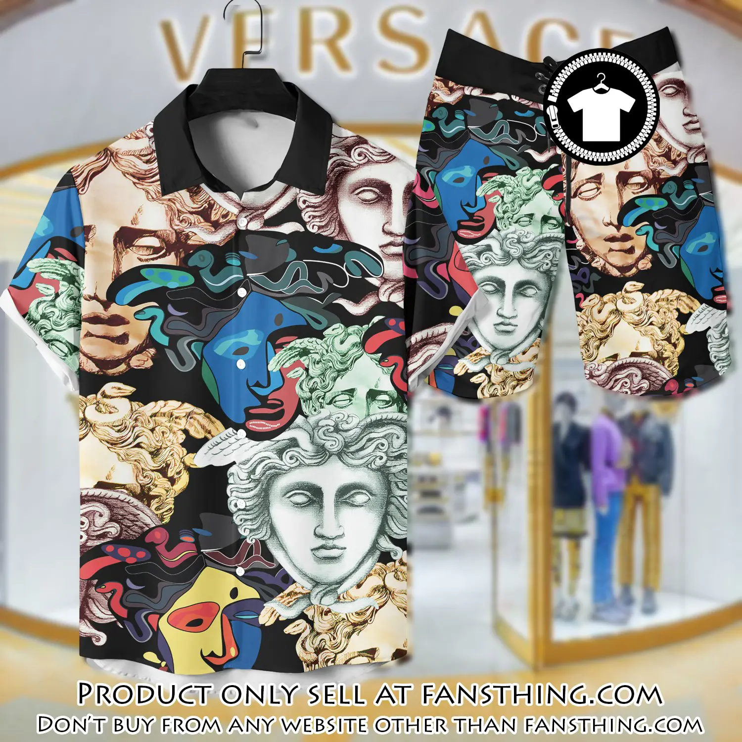 Versace luxury hawaiian shirt & short set lhs1214 fst5117916